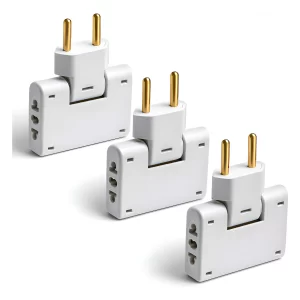 Kit 3 Benjamim Triplo Lateral Articulado 10a Branco Adaptador De Tomada T Dobrável 3 Pinos Plug Universal Bivolt Plugue Multipino Tipo T Conector Flexível Residencial