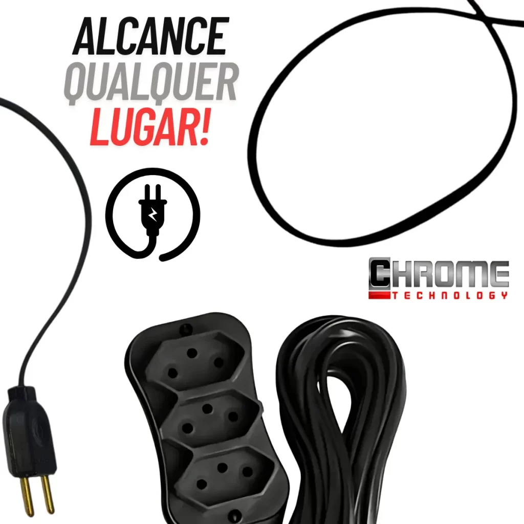 Extensao Eletrica 5 Metros Fio Elétrico 3 Saidas Para Tomada Cabo Bivolt Tripolar Bipolar 5mt