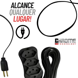 Extensao Eletrica 5 Metros Fio Elétrico 3 Saidas Para Tomada Cabo Bivolt Tripolar Bipolar 5mt