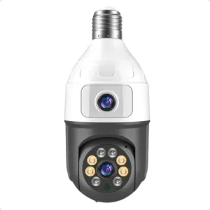 Câmera Segurança Wifi Dupla Lentes Lâmpada Visão Noturna 360