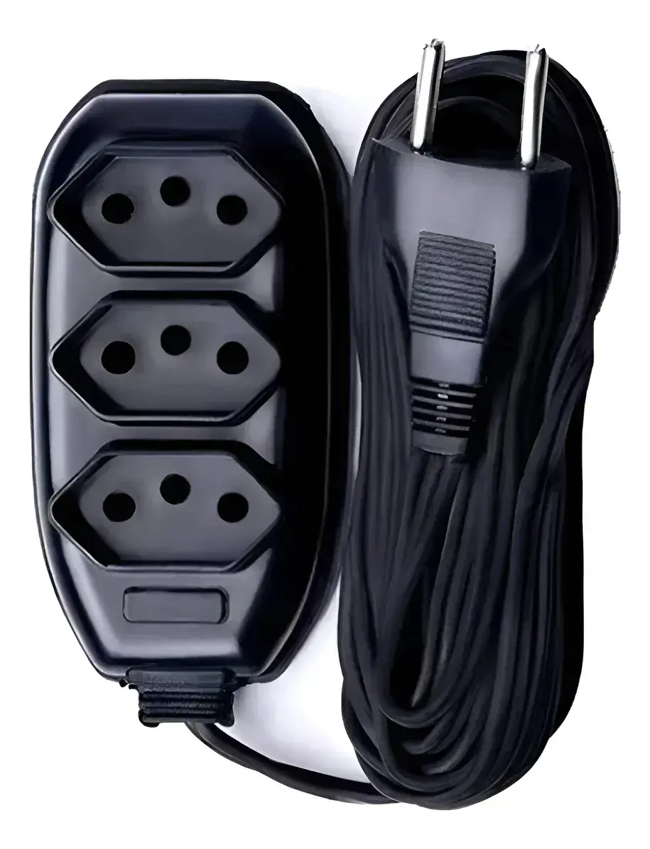 Extensão Elétrica 3metros 3saidas P/ Tomada Cabo Bivolt Plug - Imagem 3