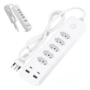 Filtro de Linha Jortan 5 Tomadas 2 USB 2 Tipo C Bivolt 2m Branco