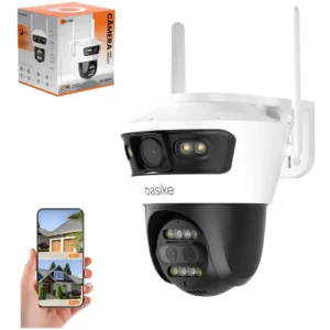Câmera De Segurança Ip Externa Interna Wifi 360° 4k Com 3 Lentes Câmera De Visão Noturna Infravermelha, Ptz Detecção De Movimento Áudio Bidirecional A Prova D´água Câmera Externa Yoosee Branco