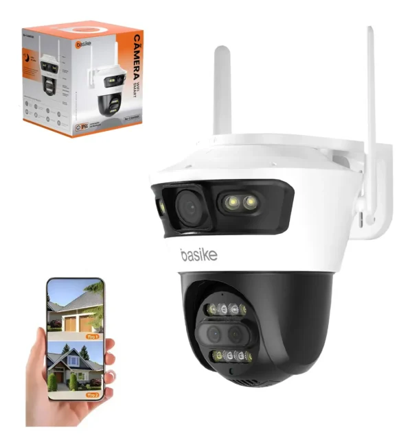 Câmera De Segurança Ip Externa Interna Wifi 360° 4k Com 3 Lentes Câmera De Visão Noturna Infravermelha, Ptz Detecção De Movimento Áudio Bidirecional A Prova D´água Câmera Externa Yoosee Branco